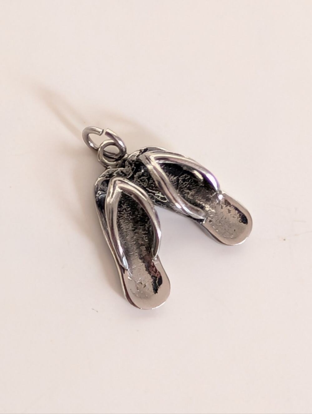 Vintage Silver Tone Sandals Beach Summer Coastal Mini Pendant Bracelet Charm
